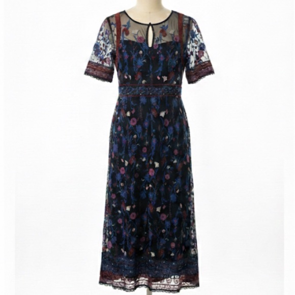 Anthropologie Mehreen Embroidered Maxi Dress Size 2 - Picture 4 of 12